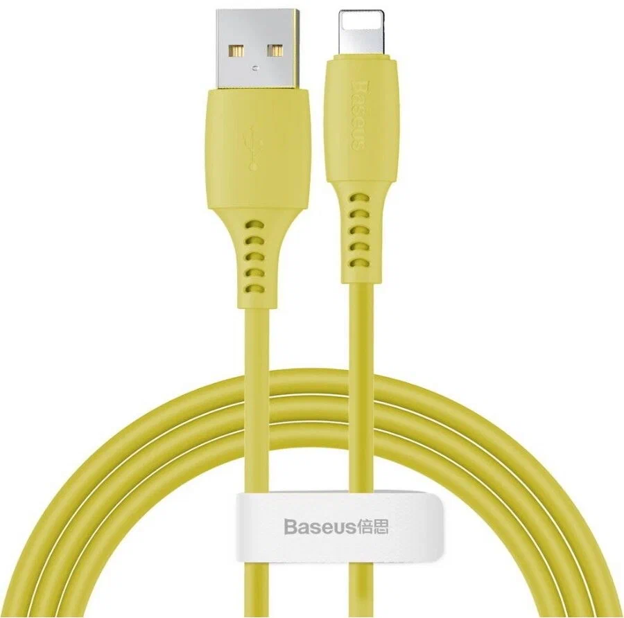 CALDC-0Y Кабель Baseus Colourful USB - Lightning 2.4A, оплетка, цвет: желтый, 1.2M