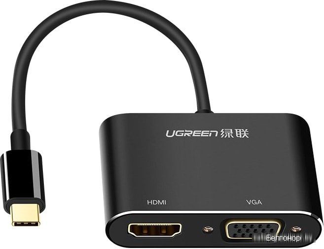 Переходник USB-TypeC - HDMI + VGA Ugreen CM162 (50505) черный