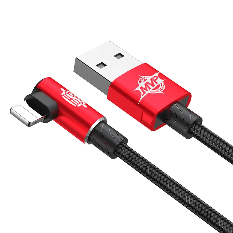 CALMVP-09 Кабель Baseus MVP Elbow Type USB - Lightning 2A, оплетка, цвет: красный, 1M