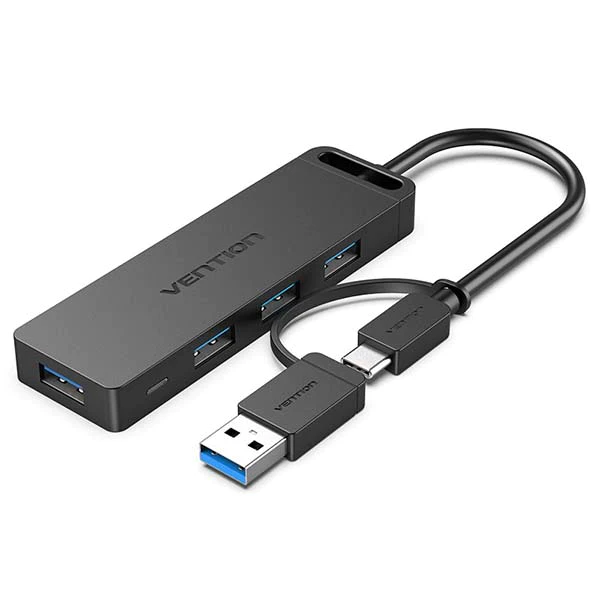 CHTBB Хаб Vention USB 3.0/USB-C - 4xUSB 3.0, длина: 0.15м, цвет: черный